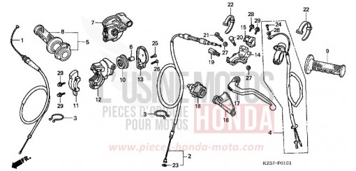 LEVIER DE GUIDON/COMMUTATEUR/CABLE (CR250R4-7) CR250R4 de 2004